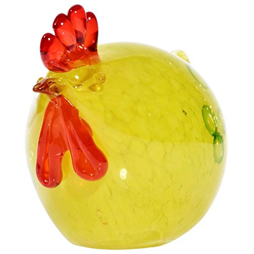 CRISTALICA Glas Figur Tier Huhn Deko Henne Statue Glucke Gelb 9 cm Tier von CRISTALICA