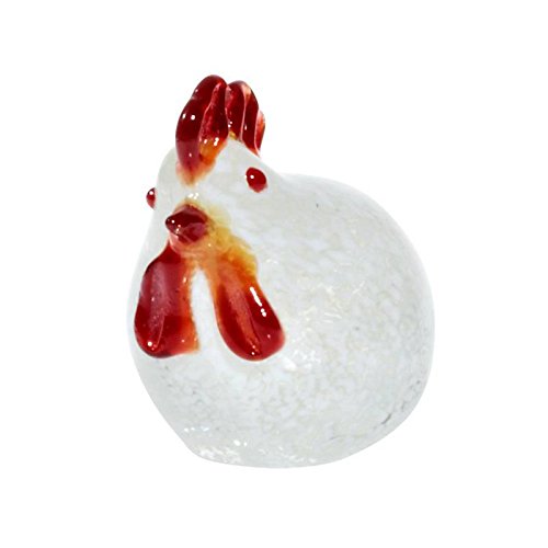 CRISTALICA Glas Figur Tier Huhn Deko Henne Statue Glucke Weiss 5 cm Tier von CRISTALICA