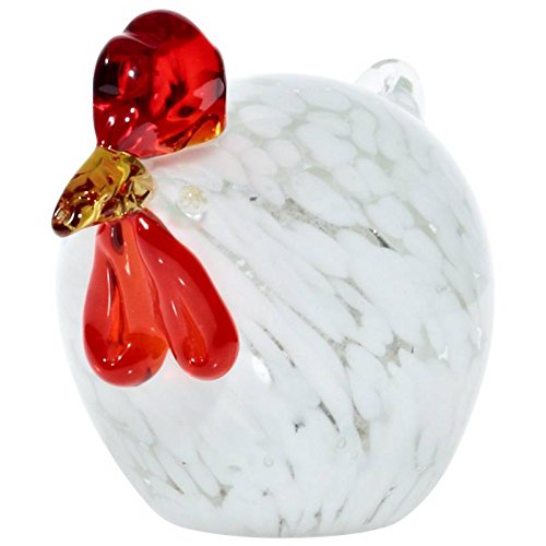 CRISTALICA Glas Figur Tier Huhn Deko Henne Statue Glucke Weiss 9 cm Tier von CRISTALICA