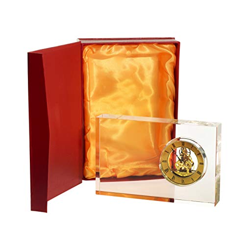 CRISTALICA Glasblock mit Uhr 23cm analog römisches Ziffernblatt für Schrankwand oder Tisch von CRISTALICA