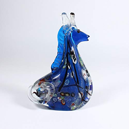CRISTALICA Glasfigur Seepferd blau Murano-Glas 16 cm handgefertigtes Glastier Unikat von CRISTALICA
