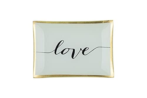 CRISTALICA Glasteller Goldrand Schriftzug Love weiß 14x10cm CRISTALICA Glasteller Goldrand Schriftzug Love weiß 14x10cm von CRISTALICA