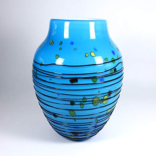 CRISTALICA Glasvase Blumenvase Dekovase Blue-Birds 29cm blau von CRISTALICA