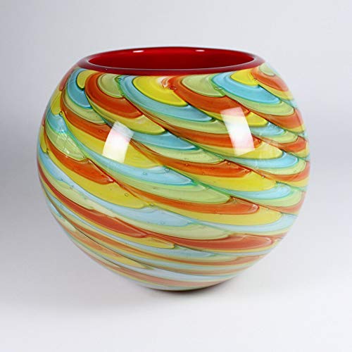 CRISTALICA Glasvase Blumenvase Dekovase Kugelvase Multi-Twist 17 cm bunt von CRISTALICA
