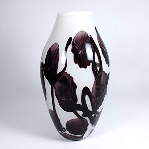 CRISTALICA Glasvase Blumenvase Dekovase Purple Leafs 31cm lila Blätter von CRISTALICA