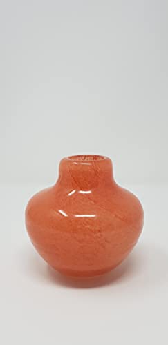 CRISTALICA Glasvase Frühlingsvase Linen klein bauchig Orange 10cm von CRISTALICA