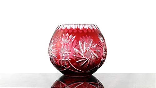 CRISTALICA Glasvase Kugelvase Rot geschliffen Schleuderstern Kristallglas 15 cm von CRISTALICA