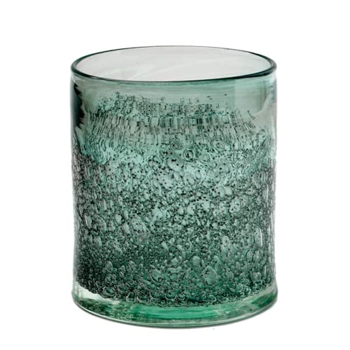 CRISTALICA Glasvase Windlicht Bub 16cm Zylinder Blumenvase mundgeblasen Deko grün von CRISTALICA