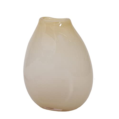 CRISTALICA Glasvase flach beige/braun 22cm Blumenvase Gefäß mundgeblasen Deko von CRISTALICA