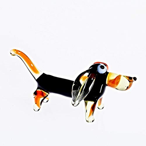 CRISTALICA Hund Dackel Mini Plus 4-5cm Glas Figuren Sammeln Vitrine Miniatur Haustier von CRISTALICA