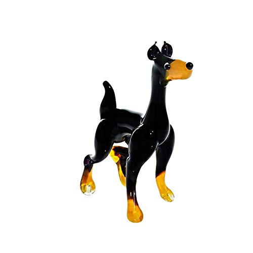 CRISTALICA Hund Dobermann Medium 6-15cm Glas Figuren Sammeln Vitrine Miniatur Haustier von CRISTALICA