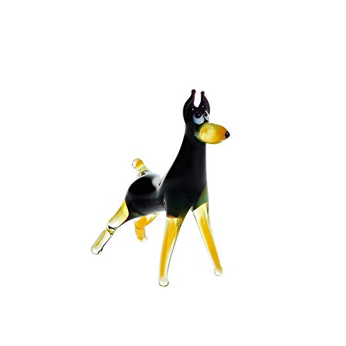 CRISTALICA Hund Dobermann Mini Plus 4-5cm Glas Figuren Sammeln Vitrine Miniatur Haustier von CRISTALICA