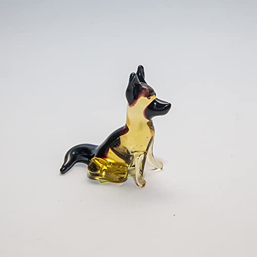 CRISTALICA Hund Schäferhund Mini Plus 4-5cm Glas Figuren Sammeln Vitrine Miniatur Haustier von CRISTALICA