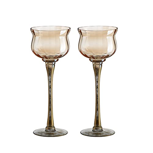 CRISTALICA Kerzenhalter Windlicht Leuchter auf Fuß Glas Golden Dust 2er Set 35cm CRISTALICA Kerzenhalter Windlicht Leuchter auf Fuß Glas Golden Dust 2er Set 35cm von CRISTALICA