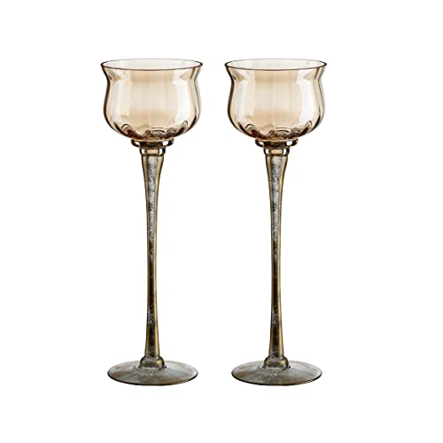 CRISTALICA Kerzenhalter Windlicht Leuchter auf Fuß Glas Golden Dust 2er Set 40cm CRISTALICA Kerzenhalter Windlicht Leuchter auf Fuß Glas Golden Dust 2er Set 40cm von CRISTALICA