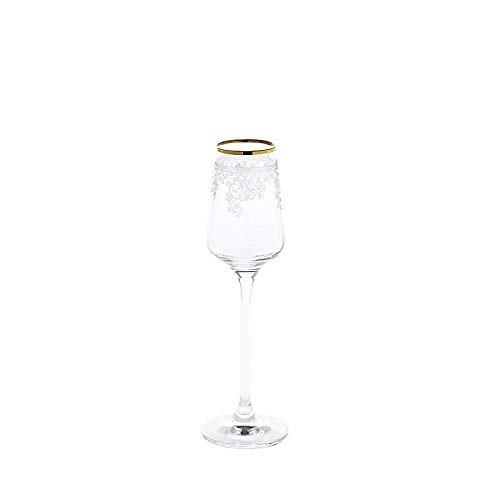 CRISTALICA Likörglas Charisma Flora Schnapsglas Aperatif 100ml klar Panto Goldrand von CRISTALICA