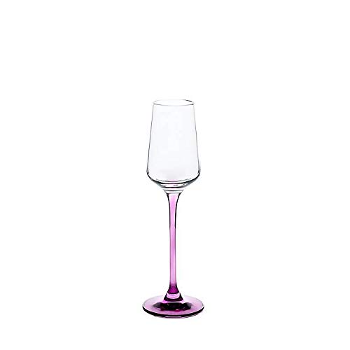 CRISTALICA Likörglas Likörkelch Charisma Schnapsglas Aperatif 100ml klar mit violettem Stiel von CRISTALICA