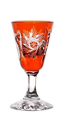 CRISTALICA Likörglas Likörkelch Schnapsglas Wodka geschliffen Orange Kristallglas 25 ml von CRISTALICA