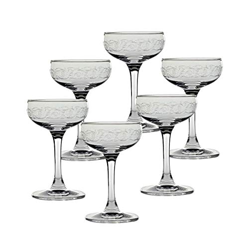 CRISTALICA Likörschale 6er-Set Eierlikör Schnapsglas Kelche 75ml Kristalglas Panto Floral von CRISTALICA