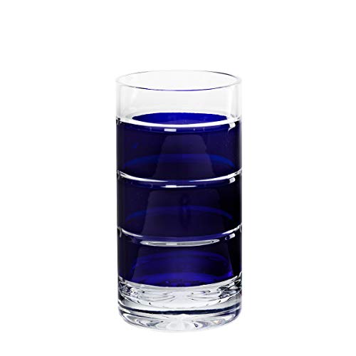 CRISTALICA Longdrinkglas Saft Limo Wasser Becher Handgeschliffen Blau Kristall Glas 340 ml von CRISTALICA