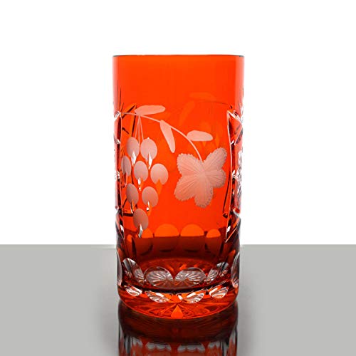 Longdrinkglas Traube Weinrebe 340ml Trinkbecher Bleikristall geschliffen orange Longdrinkglas Traube Weinrebe 340ml Trinkbecher Bleikristall geschliffen orange von CRISTALICA