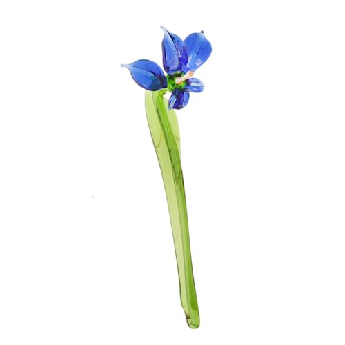 CRISTALICA Orchidee blau Blumen 15-17cm Glas Blüten Figur Kunstblumen Dekoration Geschenk von CRISTALICA