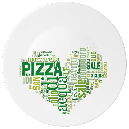 CRISTALICA Pizzateller I Love 33cm I Love Pizza Grün von CRISTALICA