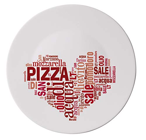 CRISTALICA Pizzateller flach I love Pizza Platzteller 33 cm Opalglas von CRISTALICA