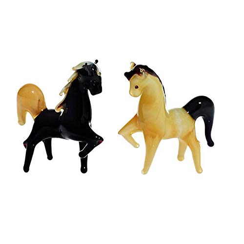 CRISTALICA Pony bunt Mini Plus 4-5cm Glas Tiere Figuren Sammeln Vitrine Miniatur Bauernhof von CRISTALICA