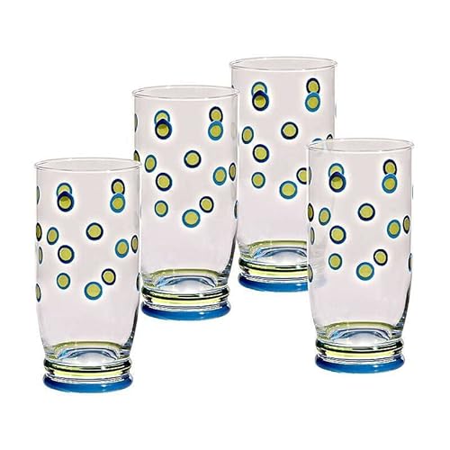 CRISTALICA Saftglas 4er-Set Wasserglas Nadia 420ml Longdrinkbecher Glas Punkte Dots von CRISTALICA