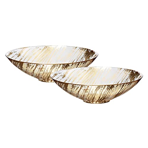 CRISTALICA Schale Obstschale Konfektschale Golden Dust Gold Klar Glas 2er Set (27cm) von CRISTALICA