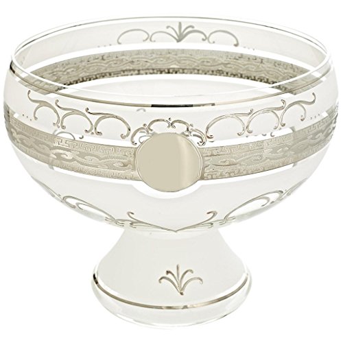 CRISTALICA Schale auf Fuß Obstschale Salatschale Noble D 26 cm Platin Handgefertigtes Mundgeblasenes Glas von CRISTALICA