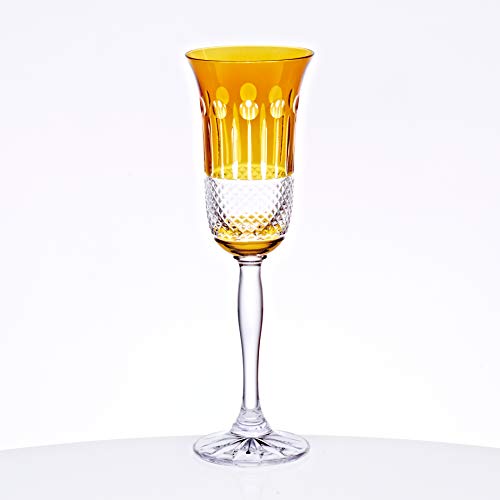 CRISTALICA Sektglas 150ml Bernstein Champagnerkelch Retro Kelch Kristallglas geschliffen von CRISTALICA