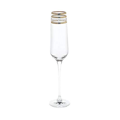 CRISTALICA Sektglas Charisma Golden Flower Schampus Prosecco Champagner 150ml klar Panto von CRISTALICA