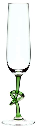 CRISTALICA Sektglas Proseccoglas verspielter Stiel mit Knoten Grün 240ml von CRISTALICA