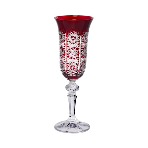 CRISTALICA Sektglas Schleuderstern Laura 150ml Rot von CRISTALICA