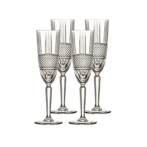 CRISTALICA Sektglas Sektkelch Champagnerglas Brillante Retro Nostalgie 4er Set 190ml von CRISTALICA