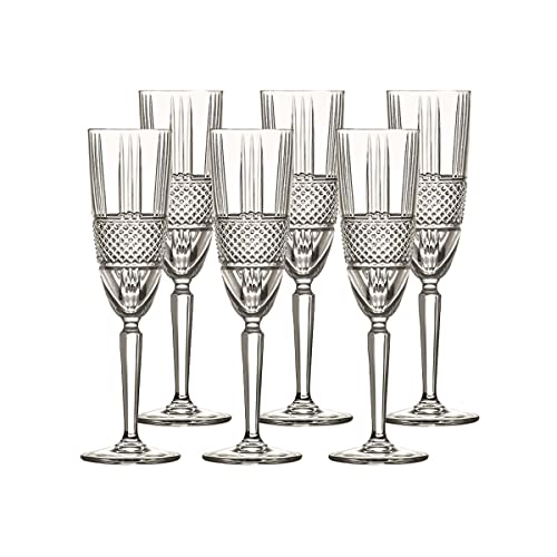 CRISTALICA Sektglas Sektkelch Champagnerglas Brillante Retro Nostalgie 6er Set 190ml von CRISTALICA