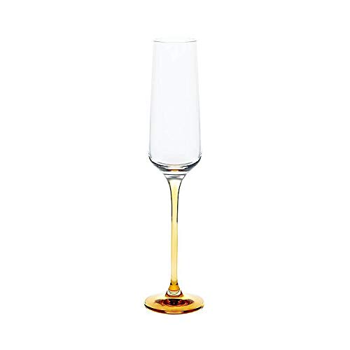 CRISTALICA Sektglas Sektkelch Charisma Schampus Prosecco Champagner 150ml mit orangenem Stiel von CRISTALICA