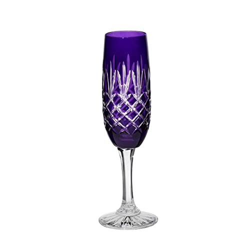 CRISTALICA Sektglas Sektkelch Sekttulpe Ananas 170ml Bleikristall Lila von CRISTALICA