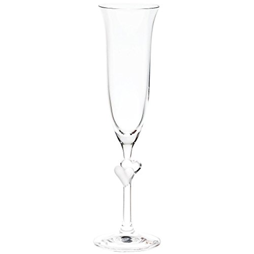 CRISTALICA Sektglas mit matten Herzen Sektkelch Hochzeitsglas für das Brautpaar 170ml von CRISTALICA
