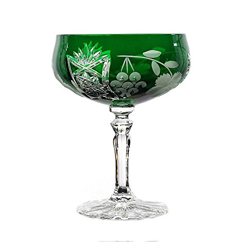 Sektschale Cocktailschale Champagnerschale Traube 200 ml Grün Handgeschliffen Kristallglas von CRISTALICA