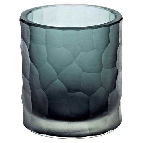 CRISTALICA Teelichtglas Kerzenhalter Votiv Windlicht Moonlight Höhe 9,5cm grau Handmade von CRISTALICA