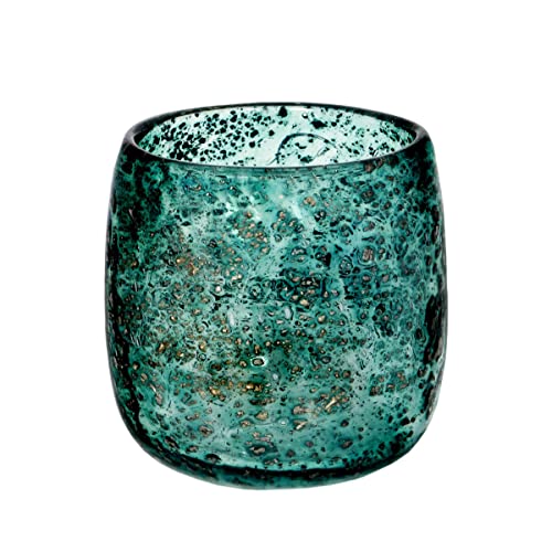 CRISTALICA Teelichthalter Bubble Bub Windlicht Votiv Kerzenglas 15cm grün von CRISTALICA