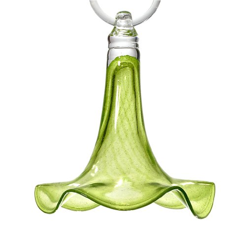 CRISTALICA Trompetenblüte Gartenblume Glas Blume hängend klein Grün 18 cm inkl. Stab von CRISTALICA