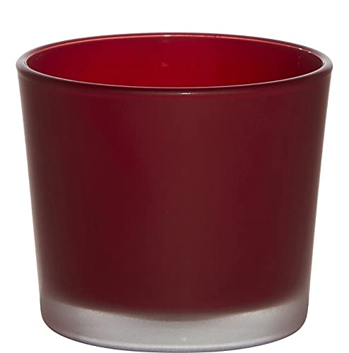 CRISTALICA Übertopf Blumentopf Übertöpfe Blumentöpfe Conner Rot matt H 9 cm Handgeformt Mundgeblasenes Glas von CRISTALICA