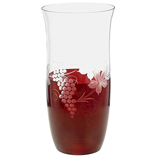 CRISTALICA Vase Blumenvase Bouquet Vase Red Grapes H 30,5 cm Aufwendig Handgeschliffenes Hochwertiges Glas Tischvase von CRISTALICA