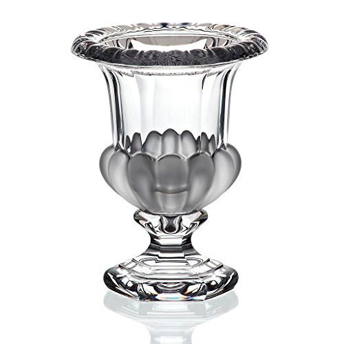 CRISTALICA Vase Blumenvase mit Fuß Pokal Regency Teilsatiniert 20 cm Bleikristall Tischvase Tischdeko Hochzeitdeko von CRISTALICA