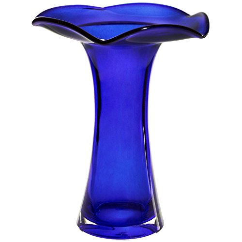 CRISTALICA VaseBouquet Vase Blumenvase VIP Stiller Blau H 20 cm Handgemachte und Mundgeblasene Glasvase Tischvase von CRISTALICA