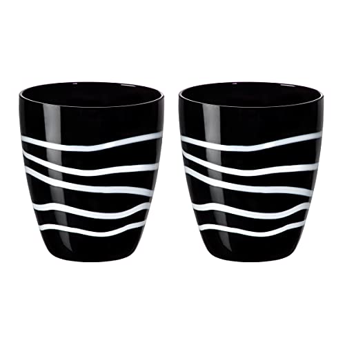 CRISTALICA Wasserglas Trinkbecher Becherglas Koralle 2er-Set 320ml Saft Wasser Mixgetränke Glas schwarz weiß von CRISTALICA